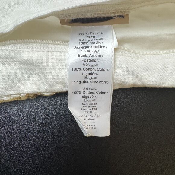 Pottery Barn Teen Golden Stripe Pillow Cover White Metallic Gold Hand Knit NEW - Picture 10 of 11